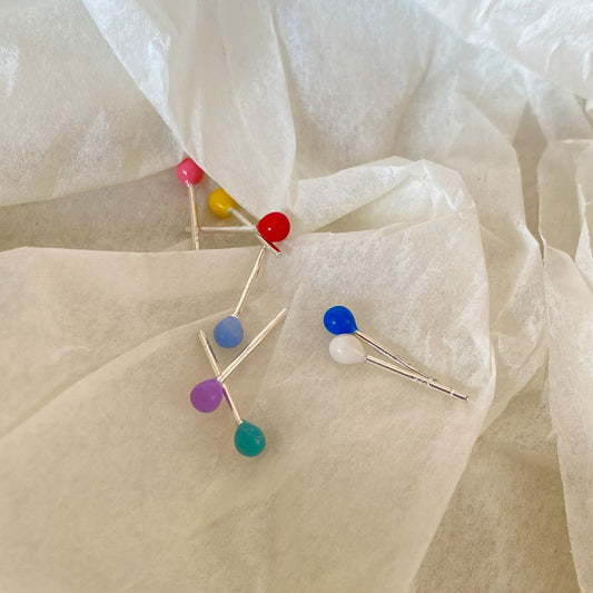 Women's Mini Rainbow Epoxy Small Ball For Cute Personality Earrings