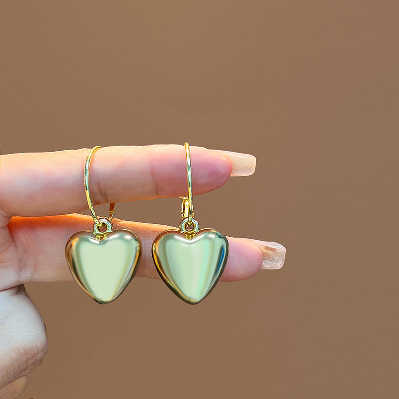 Women's Smooth Glossy Love Heart Exaggerated Circle Ear Clip Rings