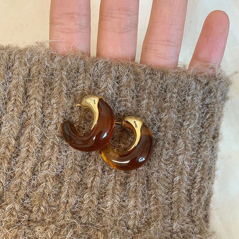 Electroplated Artificial Tigereye Clip Retro Fashion High Sense Light Rings