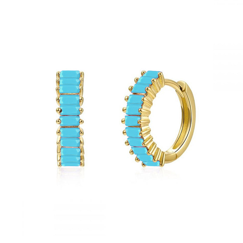 Square Zircon Circle Ear Clip Female Simple Elegant Earrings