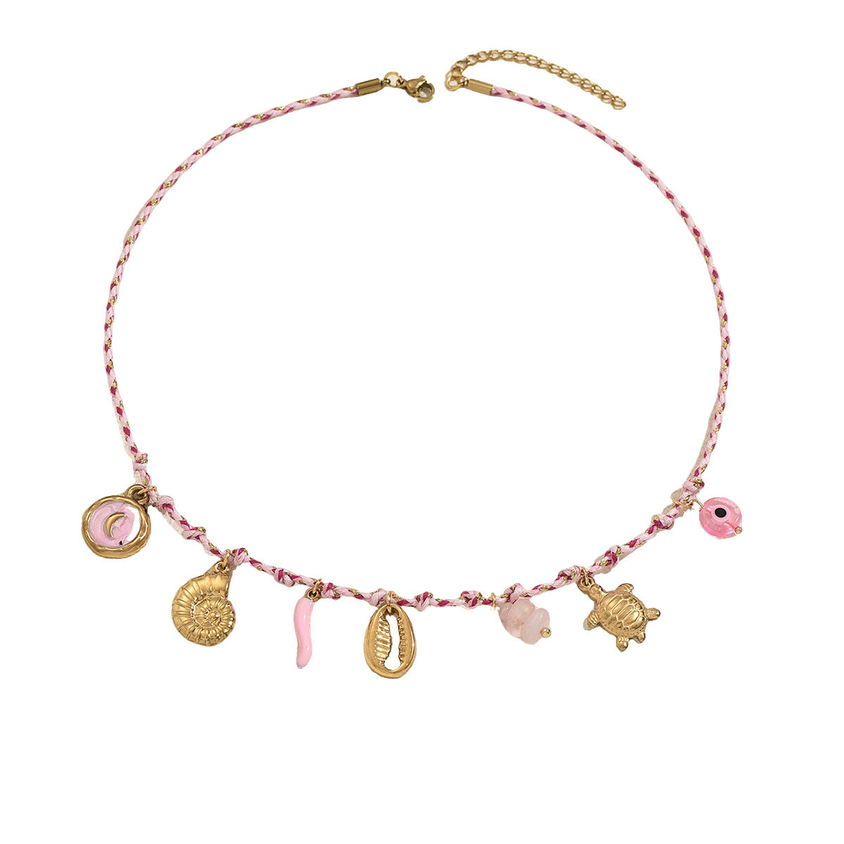 Women's Shell Oil Dripping Design Woven Clavicle Necklace