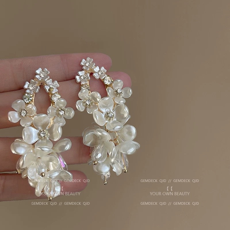 Needle Raffia Fabric White Flower Light Luxury Rings