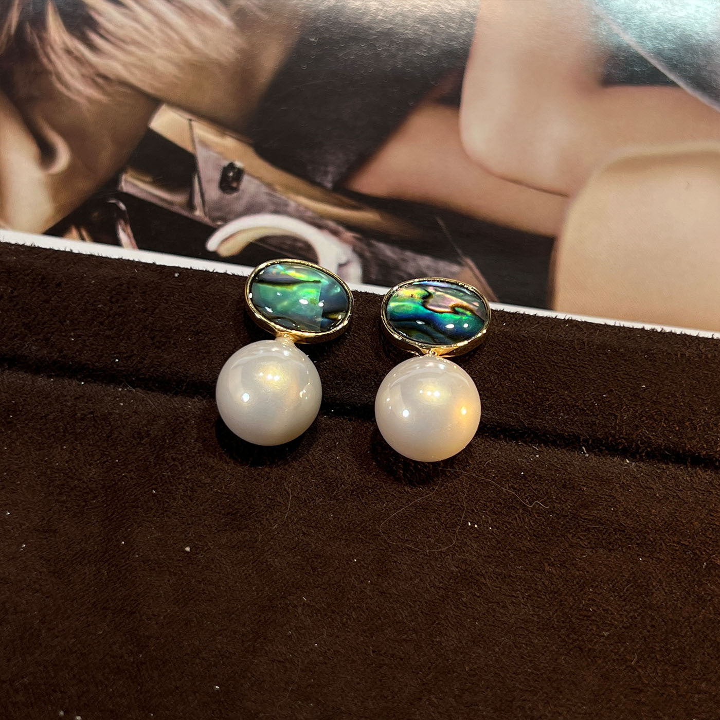 Women's Abalone Shell Series Gold Plated Environmental Protection Fashion French High-grade Earrings