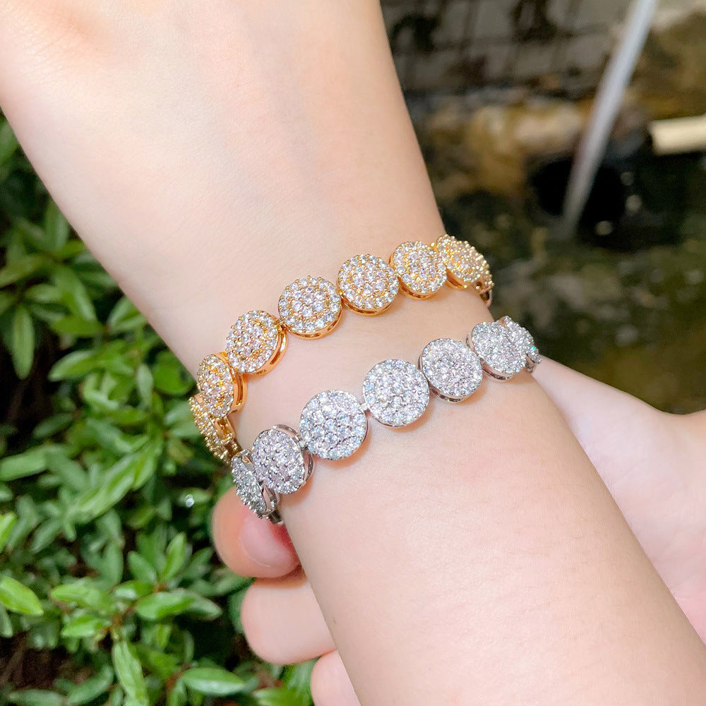 Diamond Round Zircon Exquisite Adjustable Band Extended Buckle Bracelet