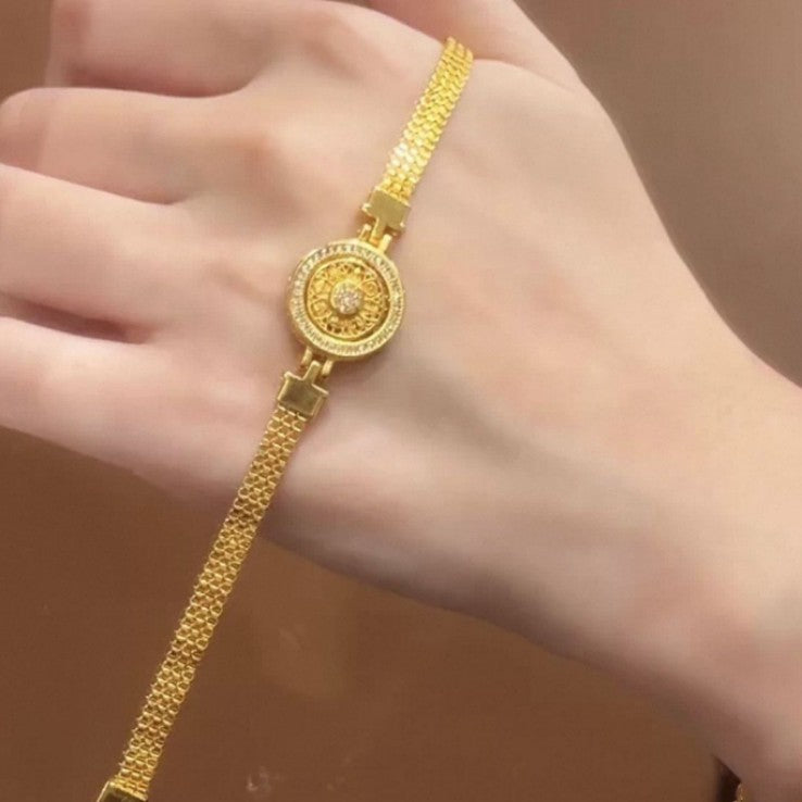 Gold-plated Strong Ancient Style Alluvial Gold Rotatable Compass Strap Chinese Bracelet