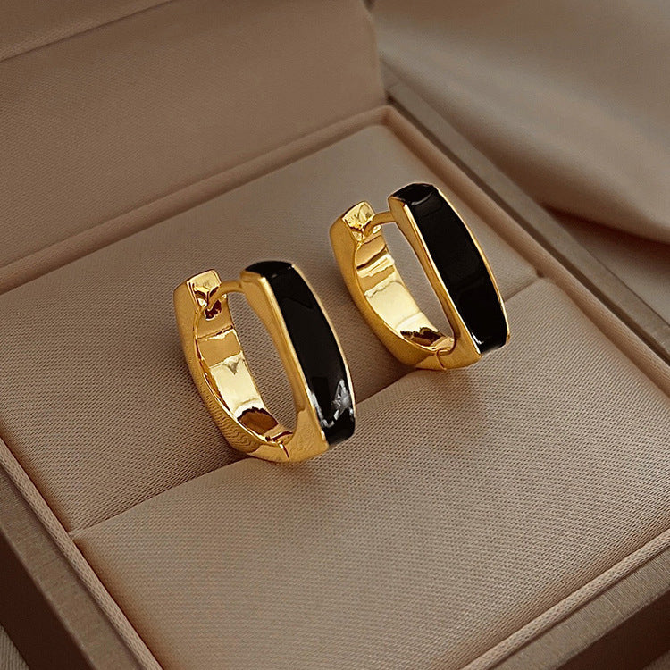 Sier-plated Square Clip Dripping Niche Elegant Geometric Ear Buckle