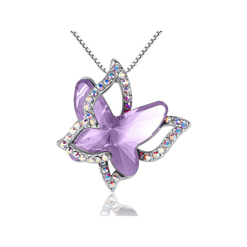 Women's Alloy Birthday Stone Crystal Animal Butterfly Necklaces