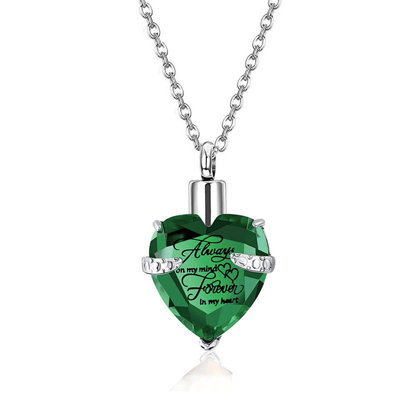 Heart-shaped Crystal Month Birthday Stone Casket Pendants