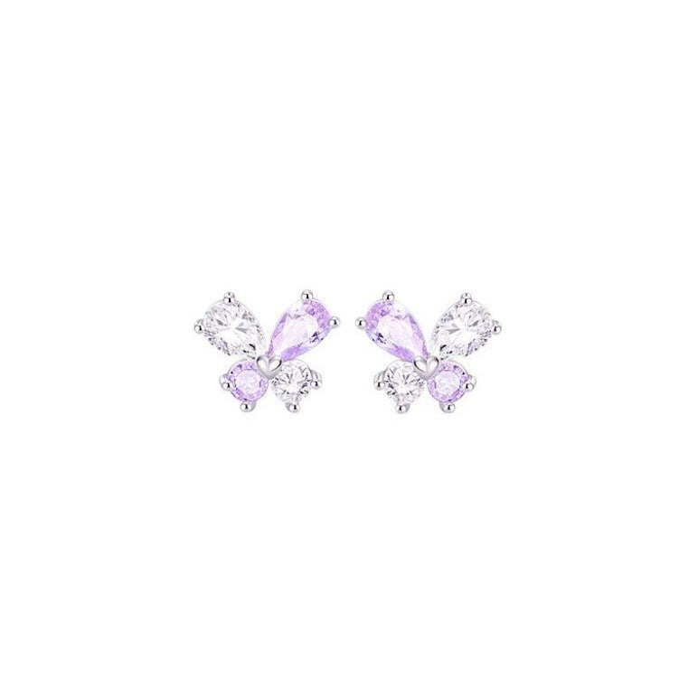 Butterfly Female Sterling Sier Temperamental Fresh Sweet High Sense Design Stud Earrings