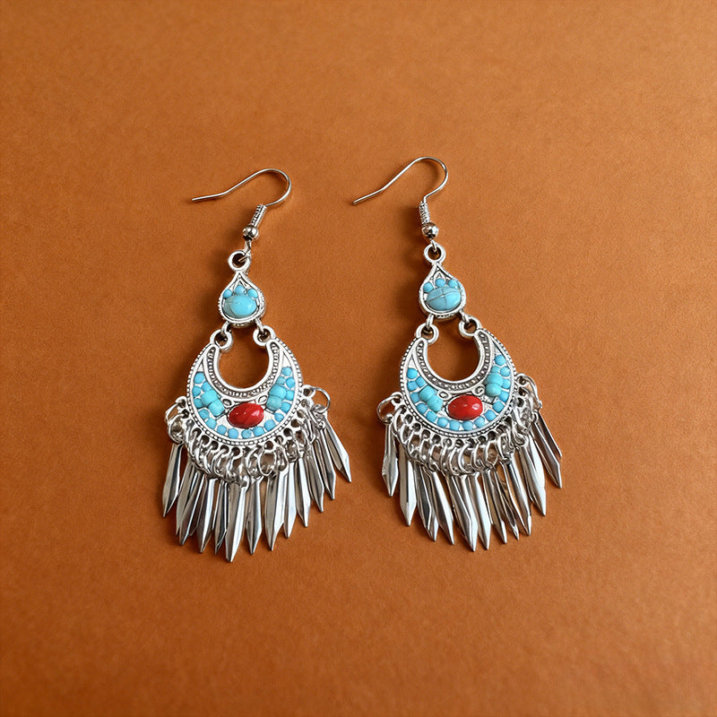 Women's Minority Style Tassel Long Miao Sier Eardrops Earrings