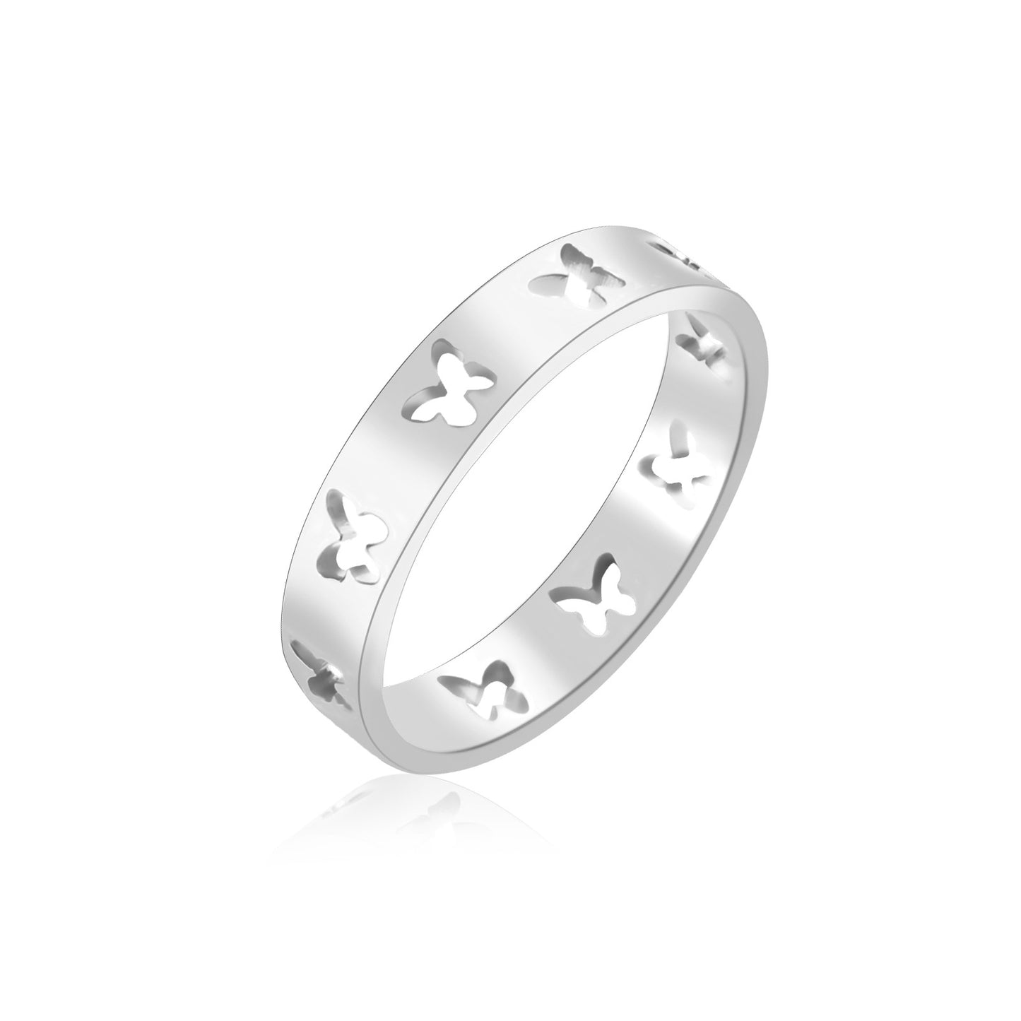 Hollow Butterfly Female Stainless Steel Golden Animal Wedding Fashion Birthday Ring