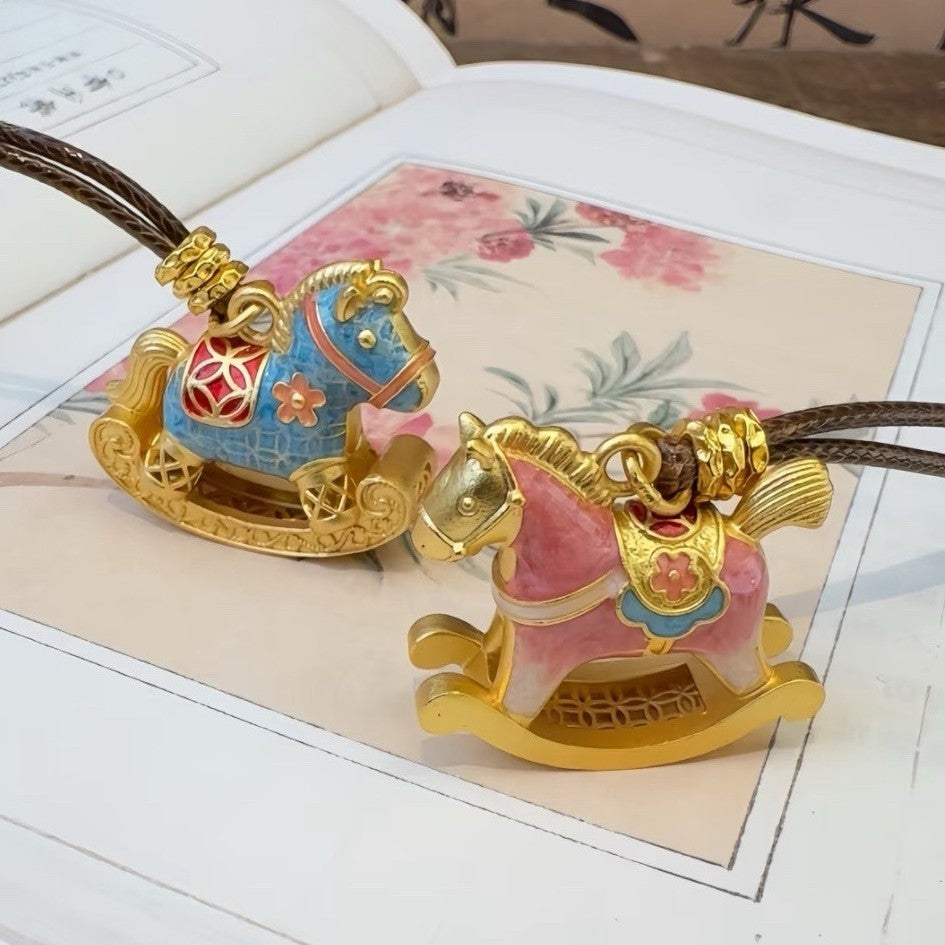 Cute Pink Blue Wooden Copper Coin Sweater Long Female Accessory Necklace