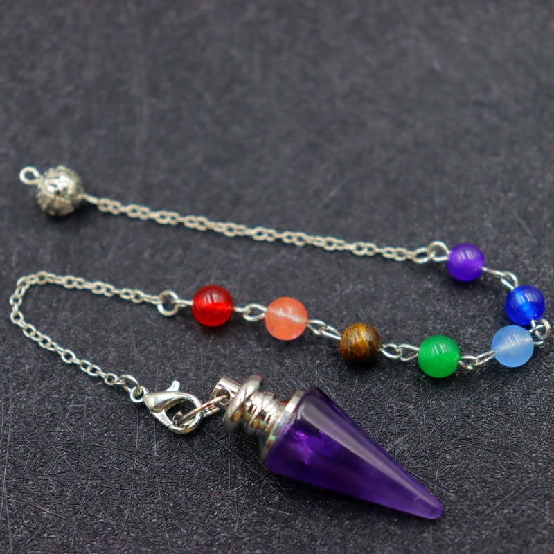 Column Pendulum Chain Natural Crystal Hexagonal Cone Pendants