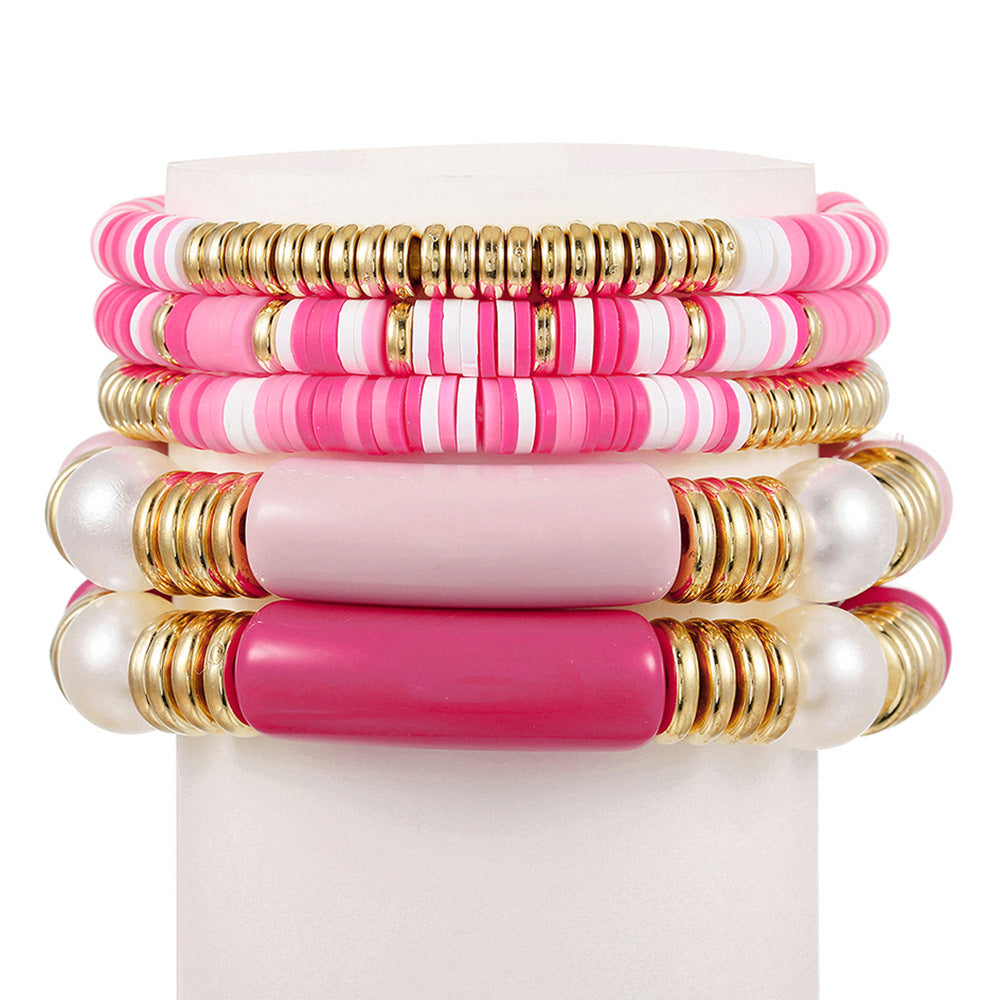 Bohemian Color Polymer Clay Acrylic Ethnic Bracelet