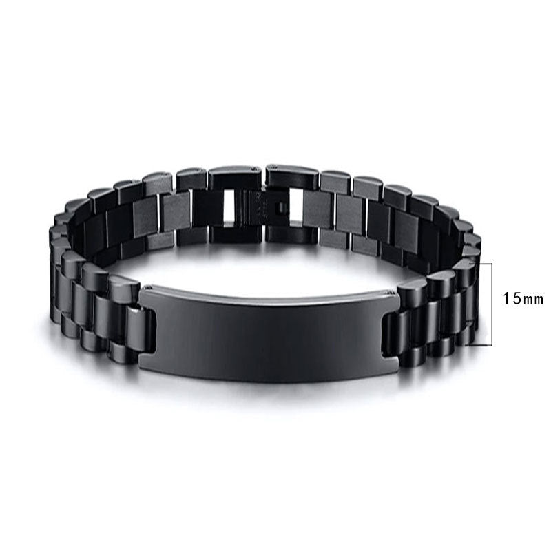 Women's & Men's Adjustable Titanium Steel Curved Can Carve Writing Stainless Gold Bracelet