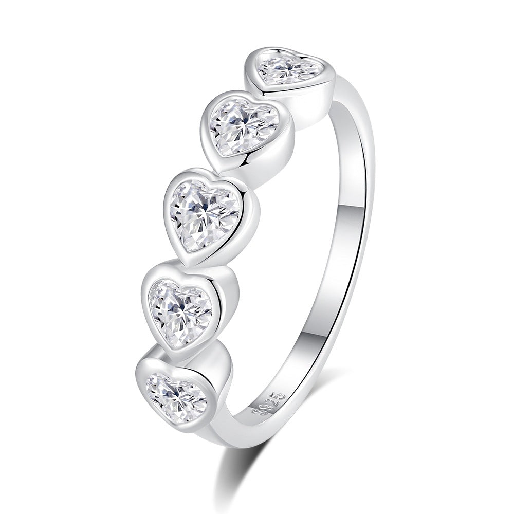 Women's & Men's Sier Zircon Twin Stackable Series Full Rings