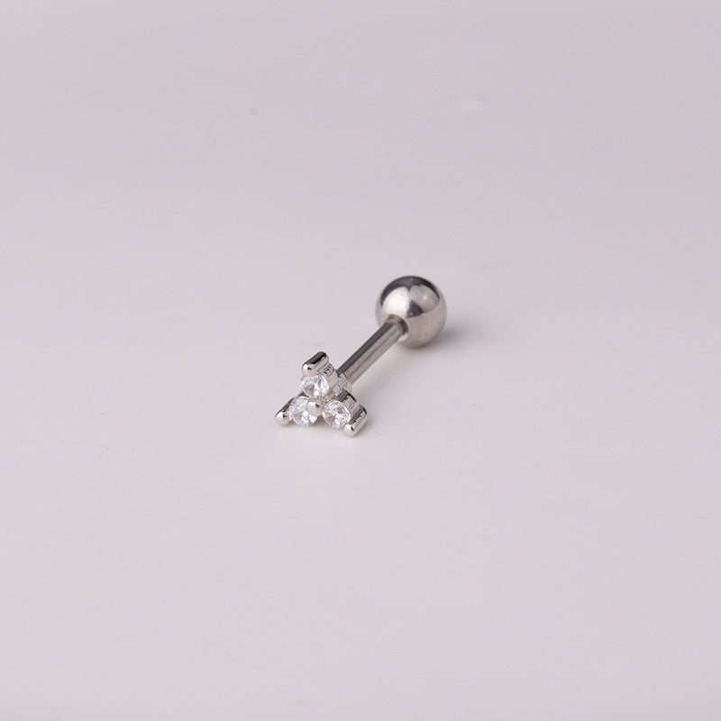 Stainless Steel Thick Pen Piercing Simple Zircon Ear Bone Fashion Rings
