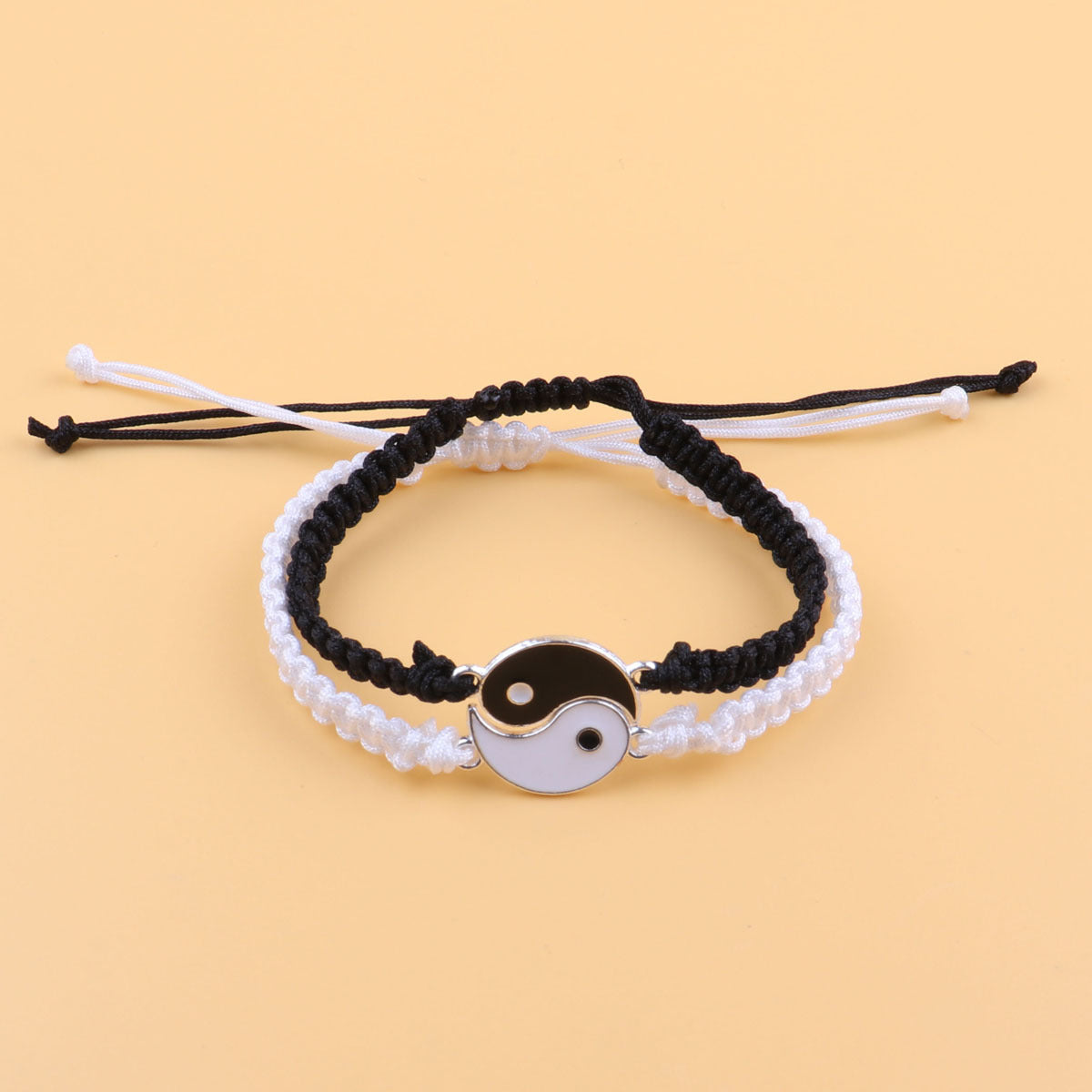 Woven Couple Black White Simple Appetizer Bracelets