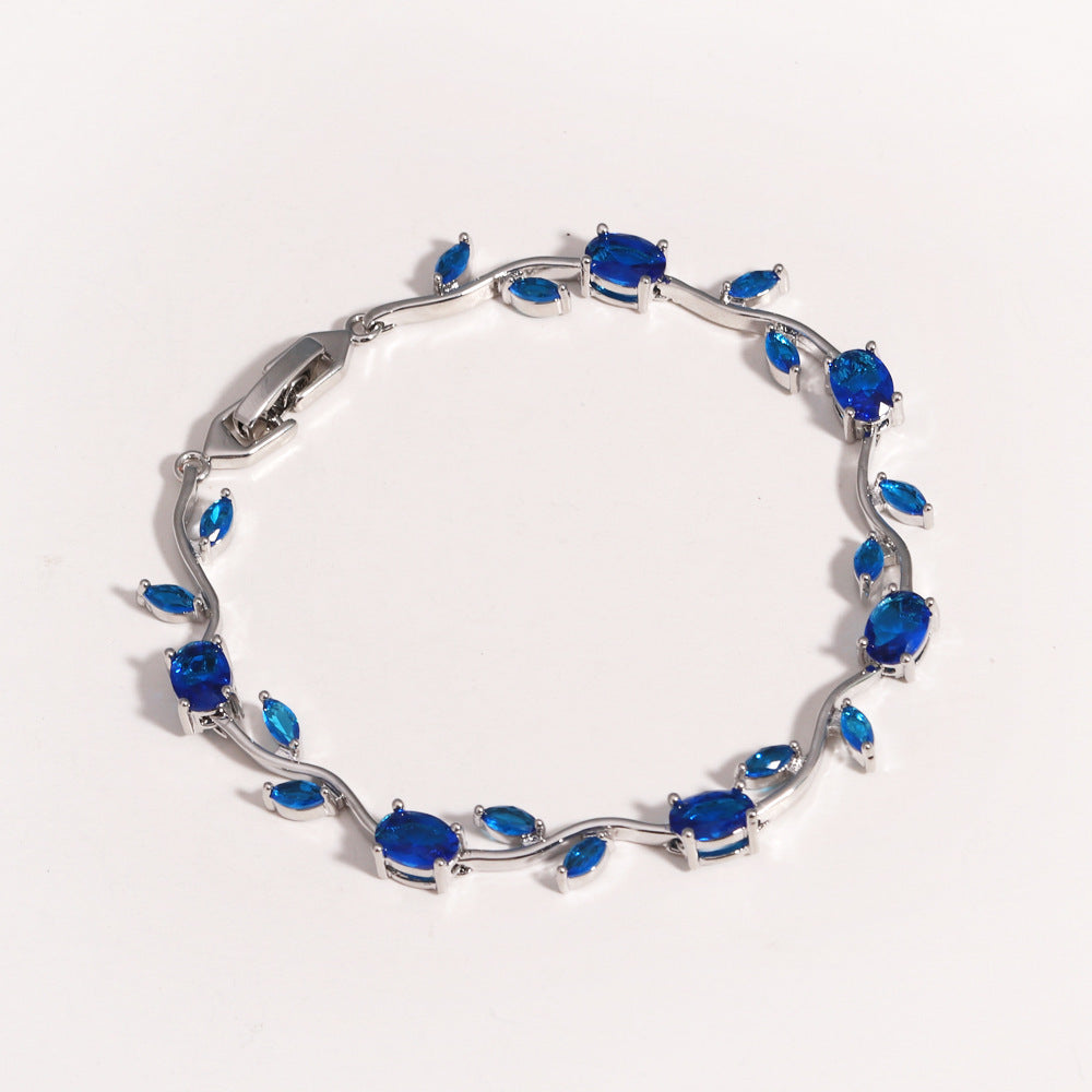 Women's Zircon Branches Leaves Flower Exquisite Light Luxury Tulip Bracelet