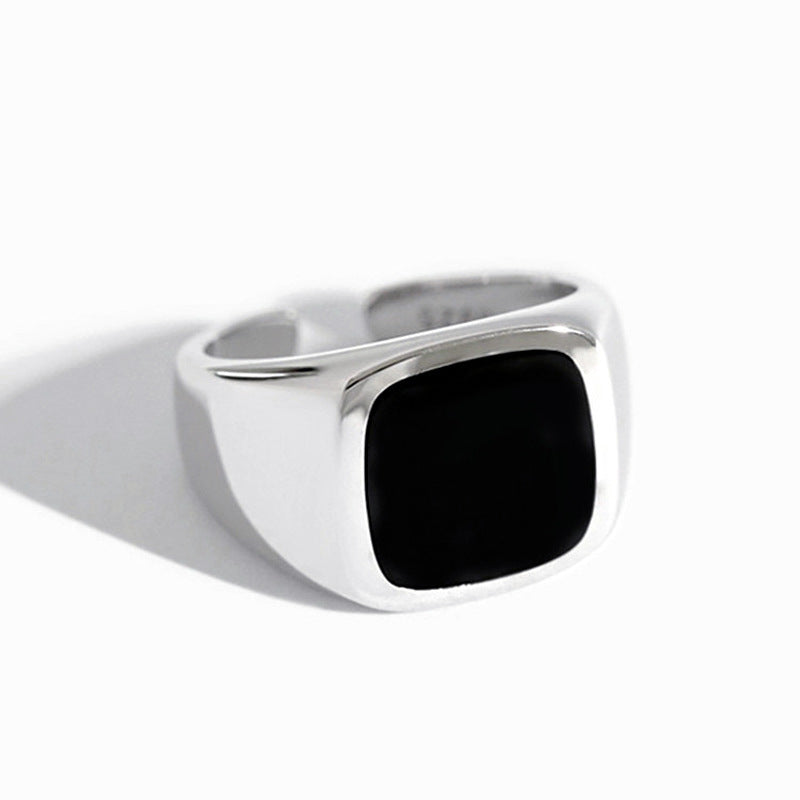 Fashion Geometry Pattern Square Round Smooth Opening Male Rings