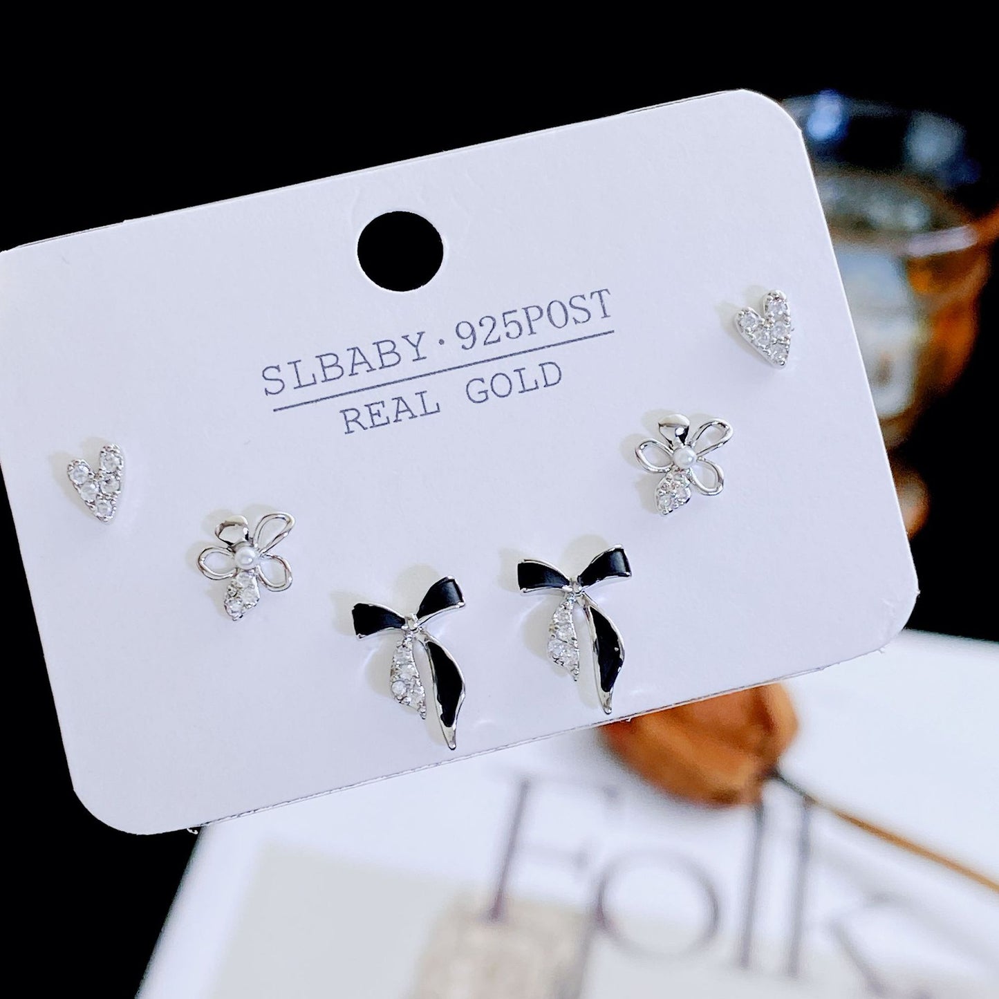 Women's Needle Simple Series Three Pairs Storage Ear Rings