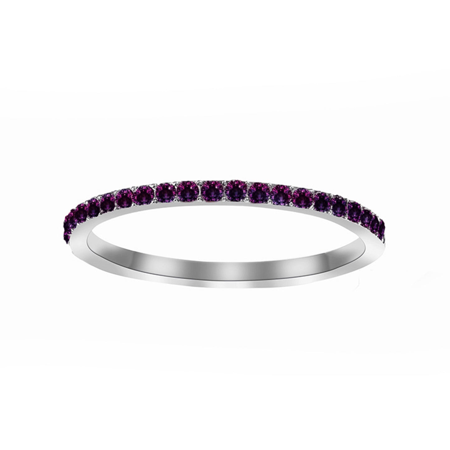 Full Diamond Stainless Steel Birthstones Zircon Ring