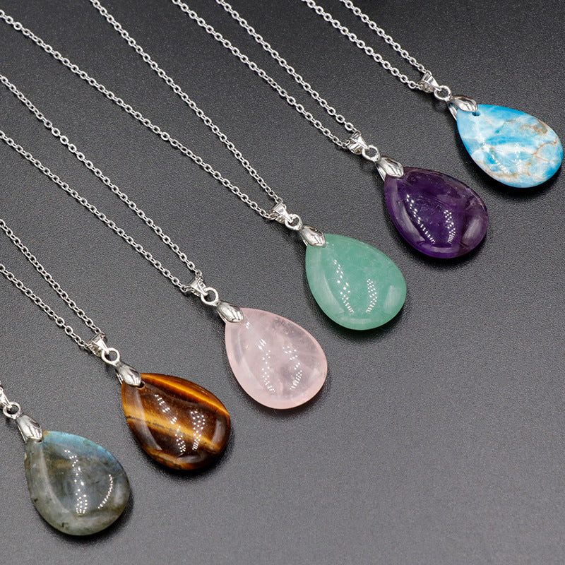 Amethyst Blue Pink Water Drop Face Pendants