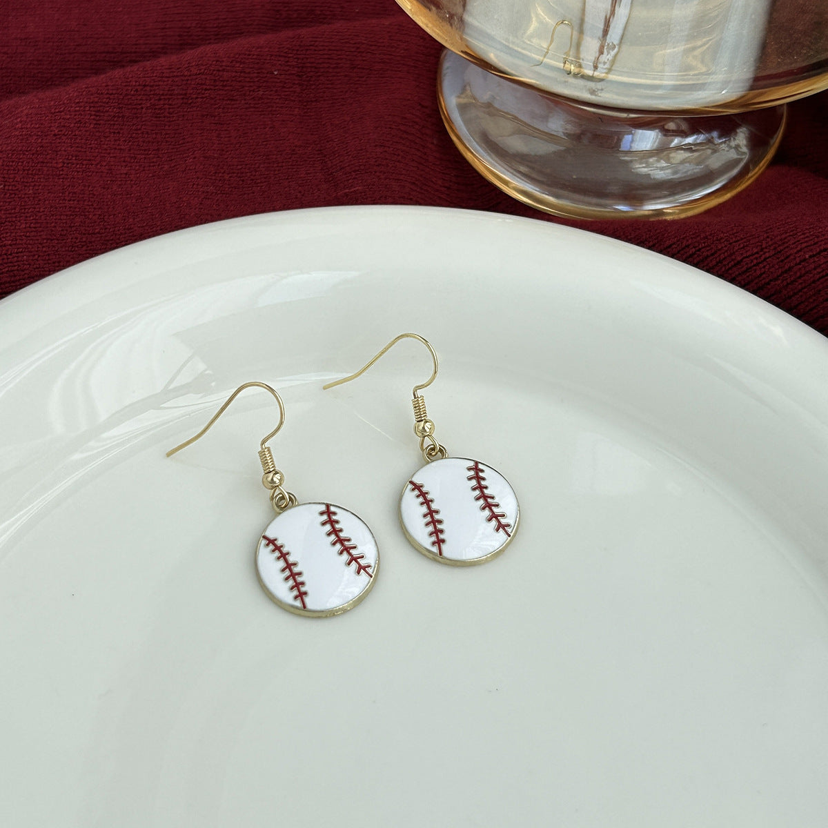 Sports Game Baseball Element Bow Love Heart Long Fringe Rings