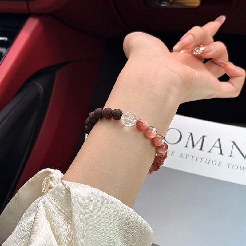 Rose Chinese Natural Powder Lepidolite Crystal Bracelet