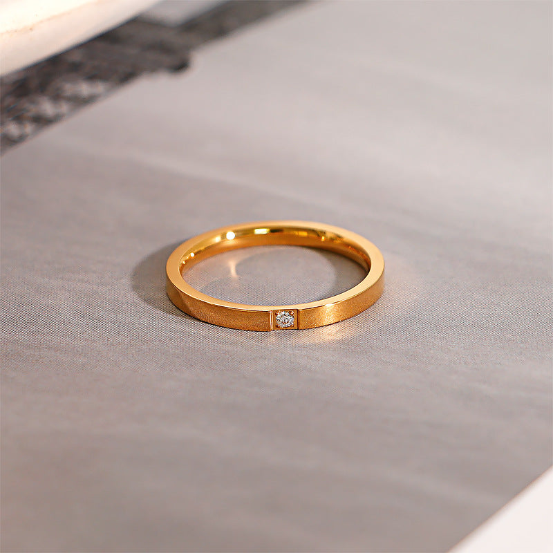 No Fading Diamond Simple Female Gold Plated Zircon Index Rings