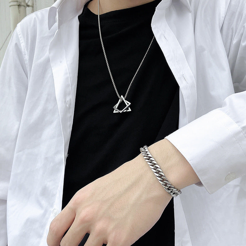 Men's Hop Trendy Cool Letter Korean Style Sweater Chain Necklace