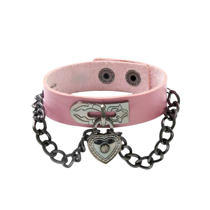 Peach Heart Lock Chain Personality Trend Bracelets