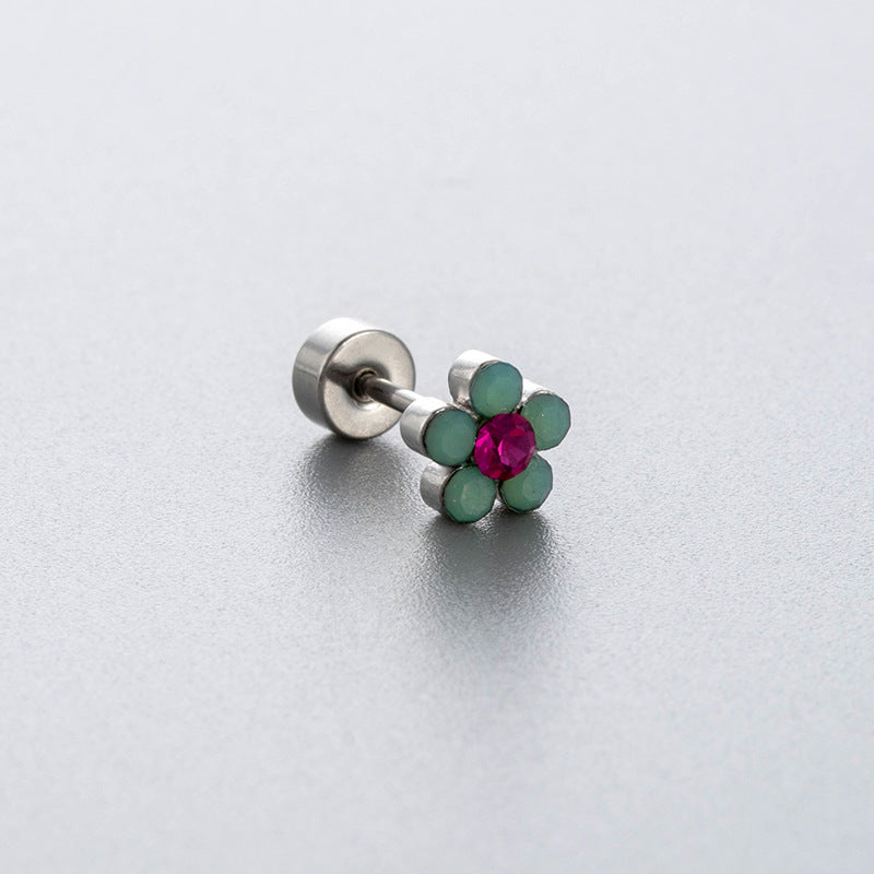 Titanium Steel Ear Bone Flower Pin Earrings