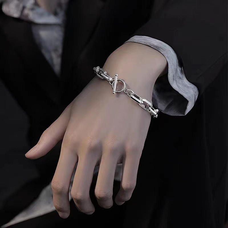 Men's Round Buckle Thick Straps Hip Hop Bracelet