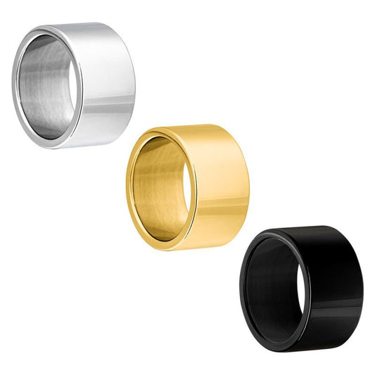Men's Fashion Wide Glossy Flat Source Rings