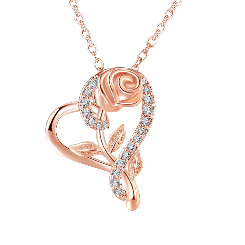 Attractive Stylish Women's Heart Rose Gold Necklace