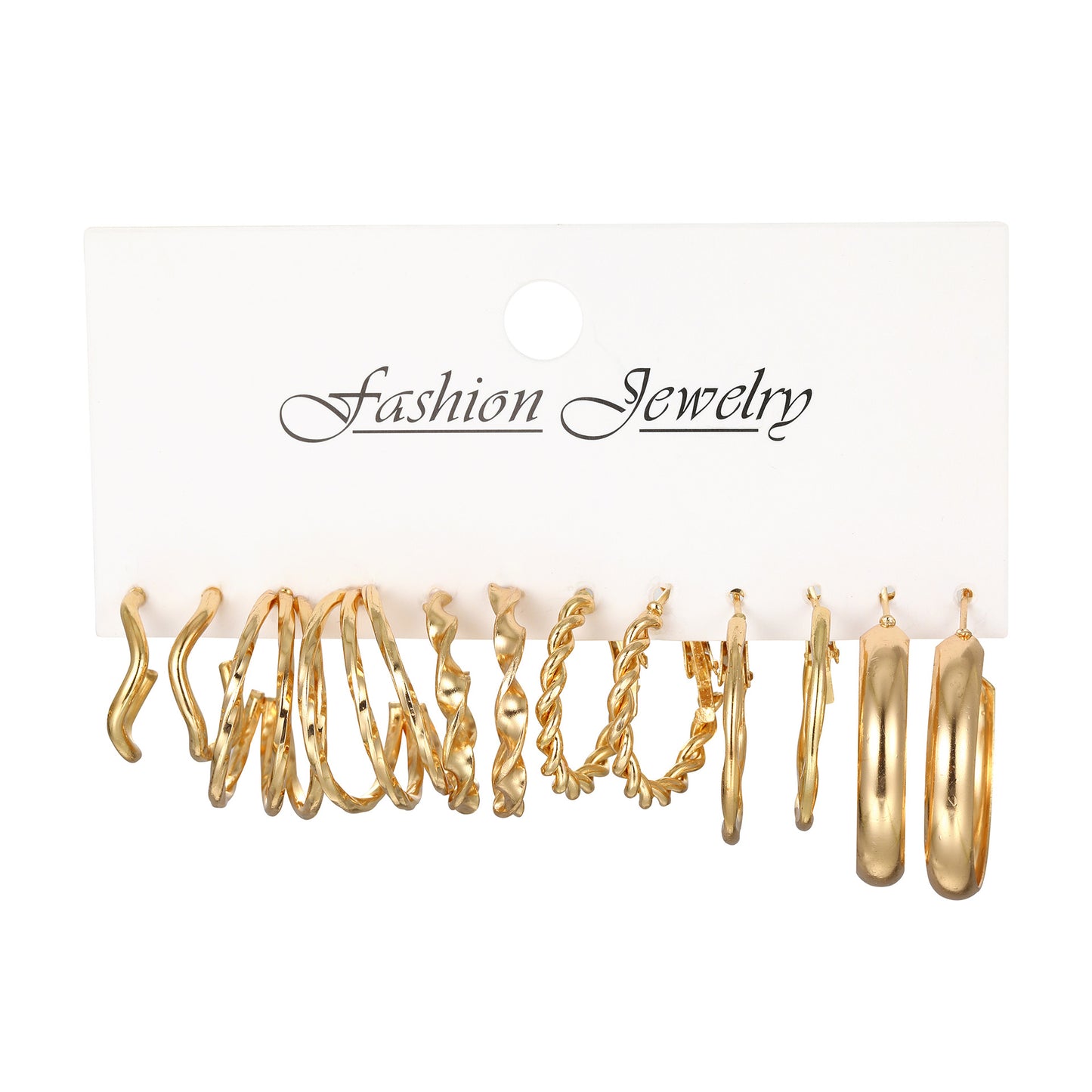Retro Geometric Twist Metal Alloy Six Pairs Fashionable Earrings