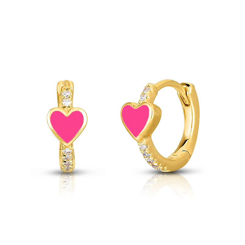 Sier Needle Fashion Simple Heart-shaped Geometric Ear French Stud Earrings