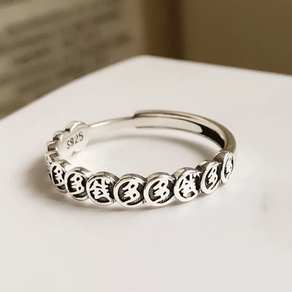 Coin Index Finger Retro Distressed Twin Style Imitation Thai Sier Rings
