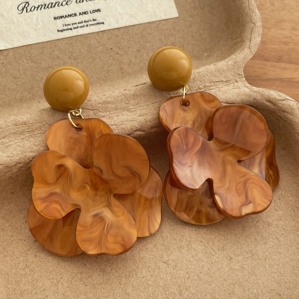 Retro Super Fairy Flowers Niche Temperament Vacation Style Mori Exaggerated Earrings