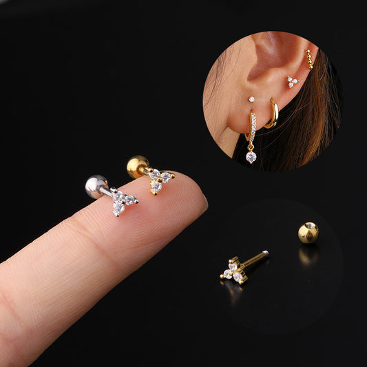 Stainless Steel Thick Pen Piercing Simple Zircon Ear Bone Fashion Rings