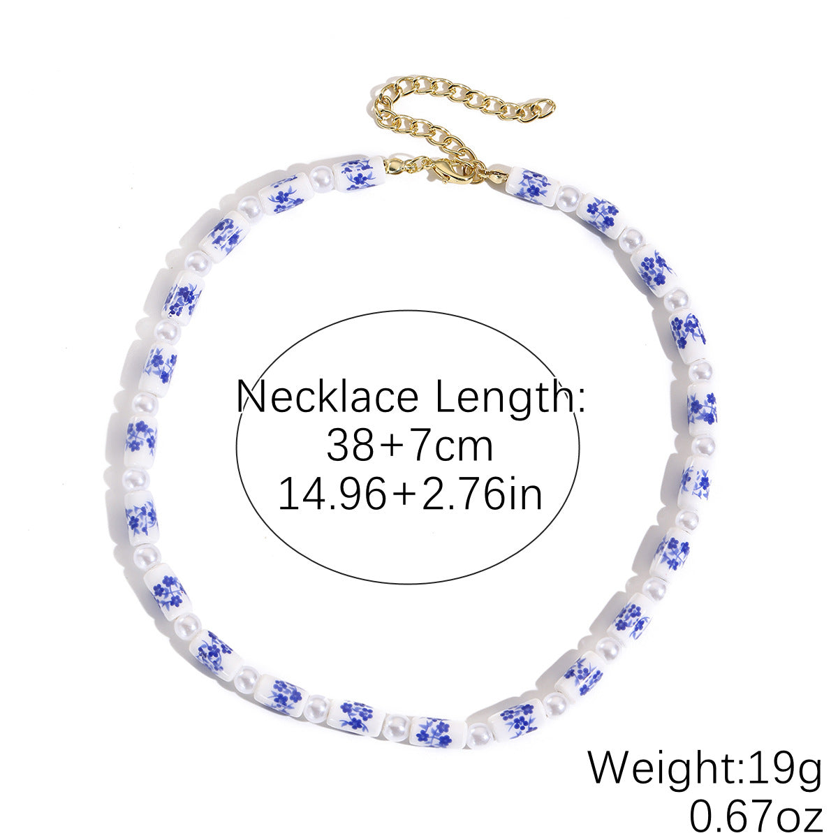 Mild Luxury Retro Beaded Ceramic Artistic Blue White Necklaces