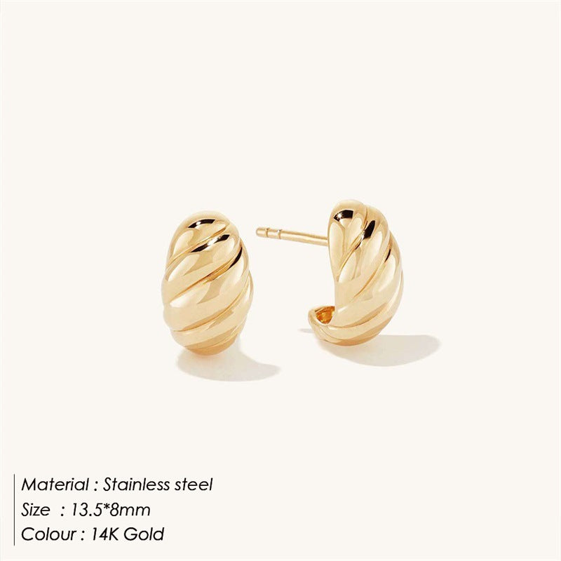 Fashion Horn Gold-plated Simple Stainless Steel Earrings