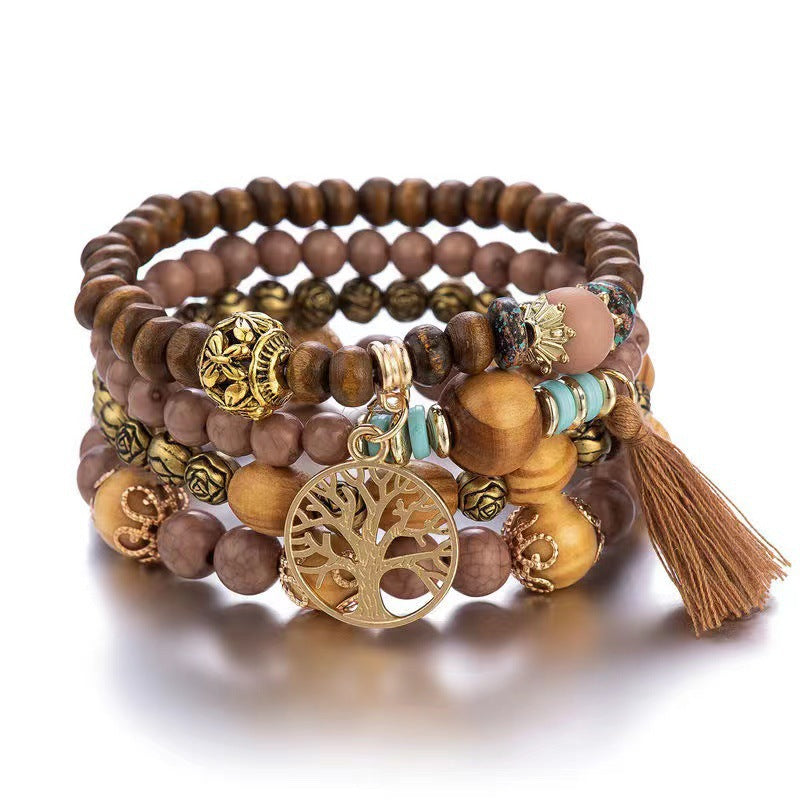 Fashion Simple Bohemian Wooden Beaded National Style Temperament Bracelets