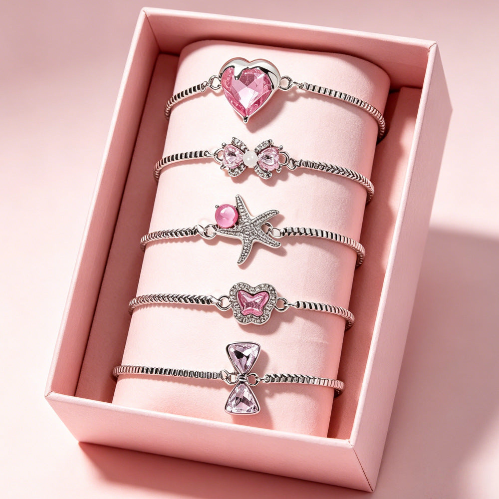 Heart Bow Tie Sweet Girly Style Special Interest Light Luxury Bracelet