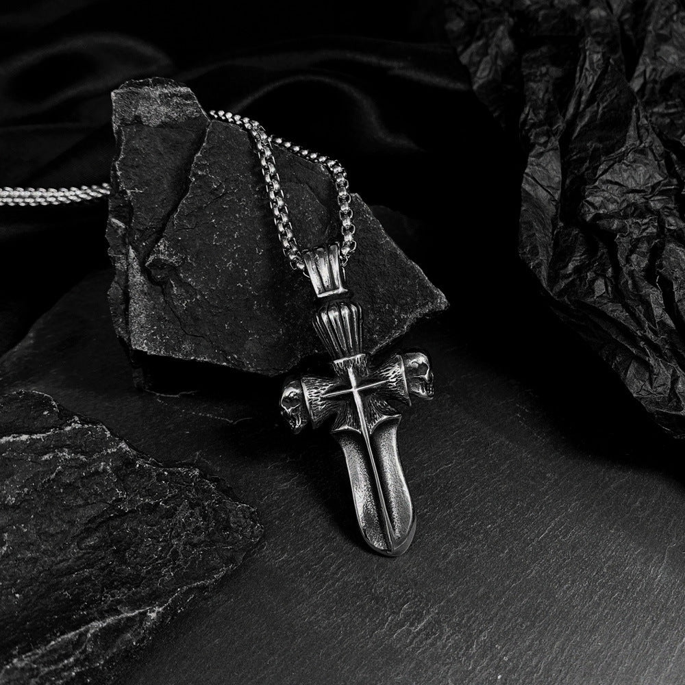 Men's Personality Cross Stainless Steel Skull Titanium Necklaces