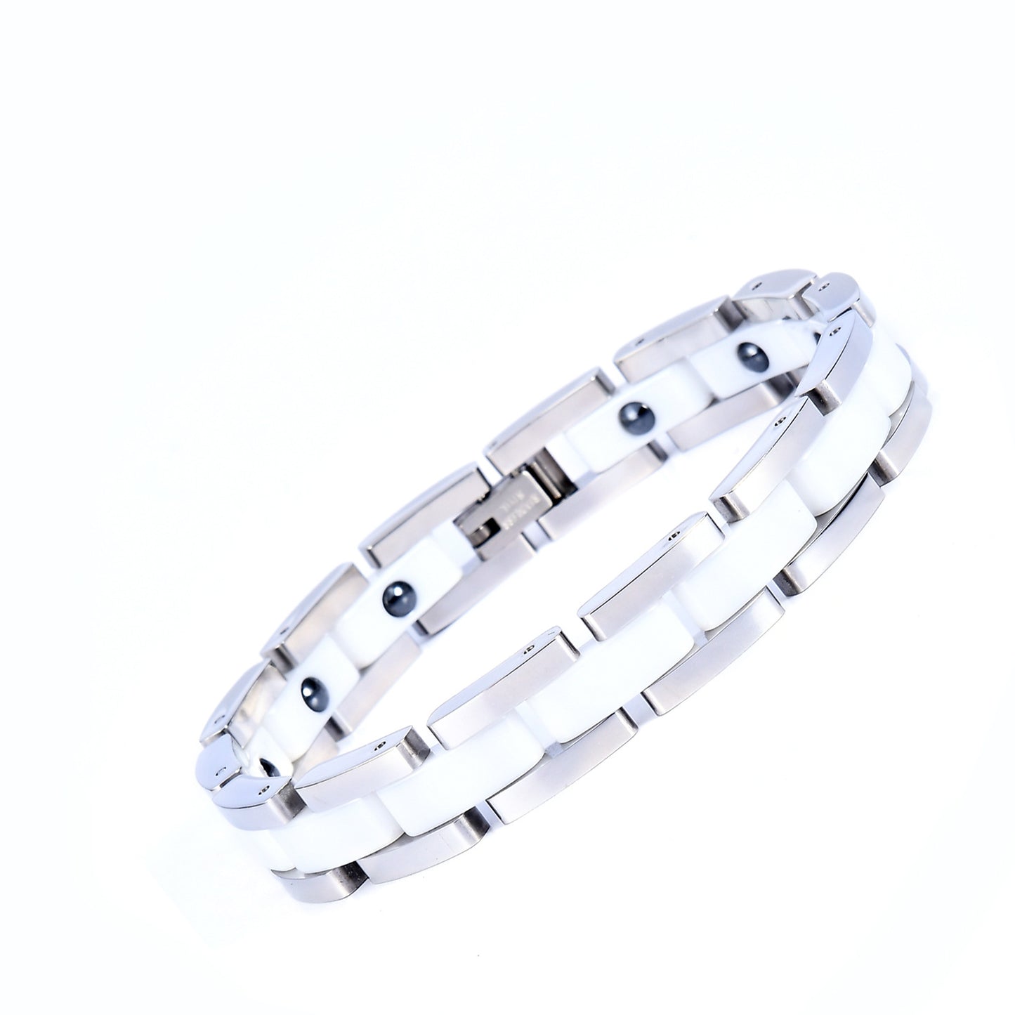 Listed Stainless Steel Ceramic Titanium Germanium Magnetic Stone Hot Couple Bracelet