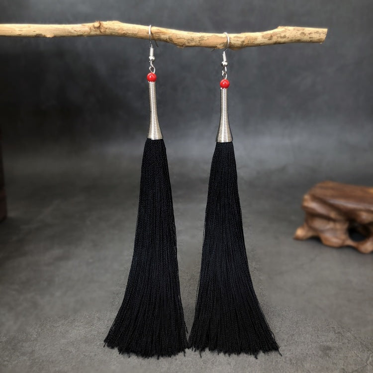 Women's Ethnic Style Tassel Classical Temperament Long Rings