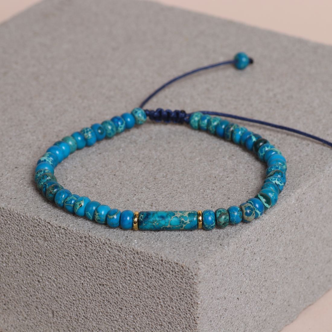 Abacus Beads Emperor Turquoise Woven Couple Bracelet