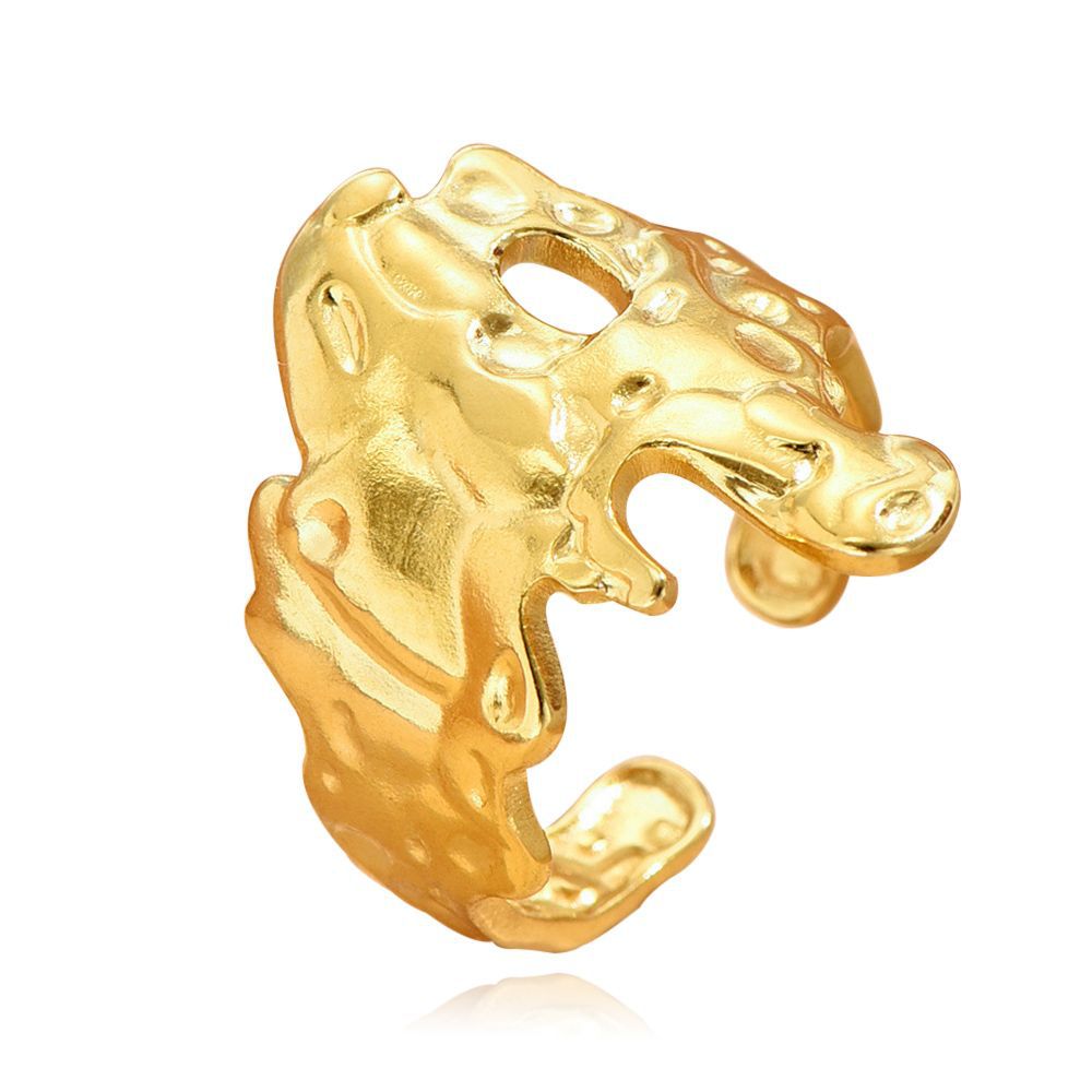 Baroque Style Open Niche Liquid Irregular Index Finger Rings